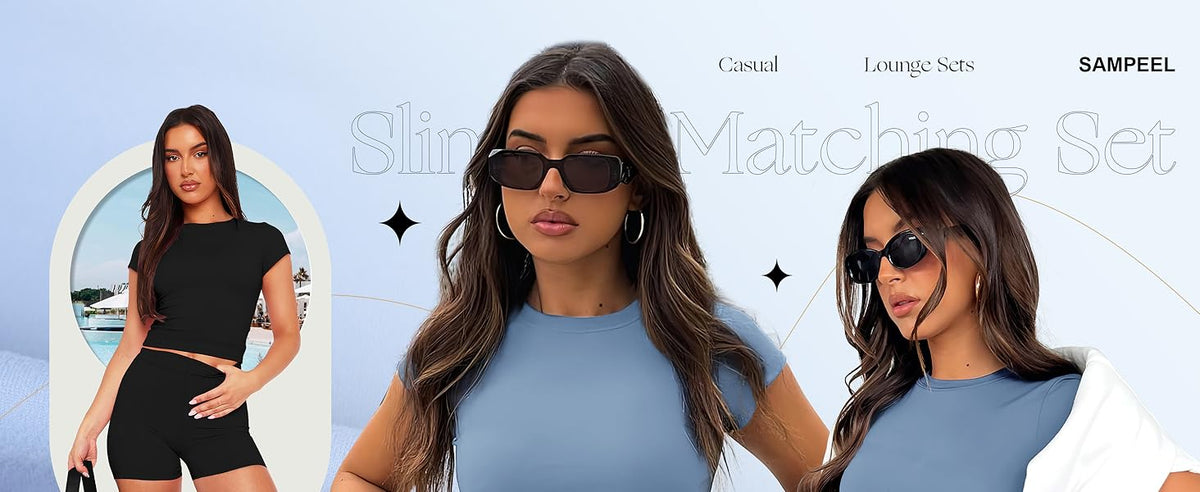 SAMPELS 女式两件套休闲套装夏季休闲装 2 件套短款搭配服装套装