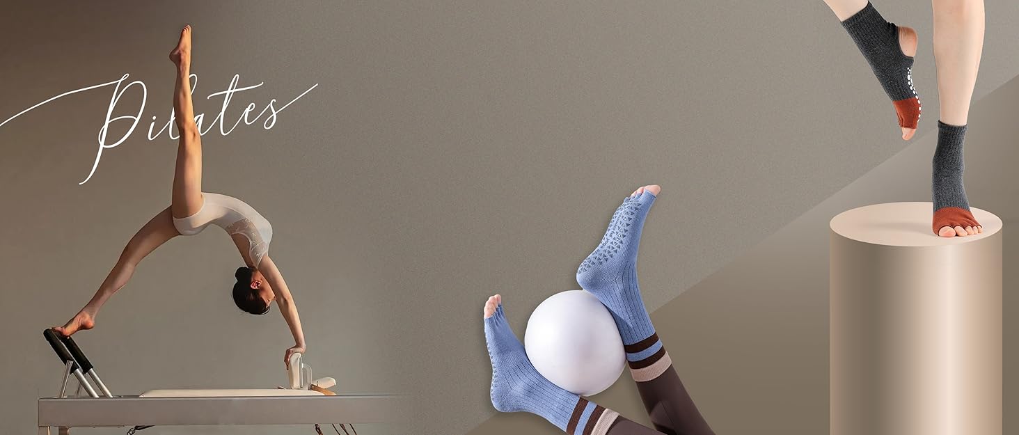 防滑普拉提瑜伽袜带抓地力女式 – 时尚水手袜,适合芭蕾舞和锻炼(尺码 5-9)