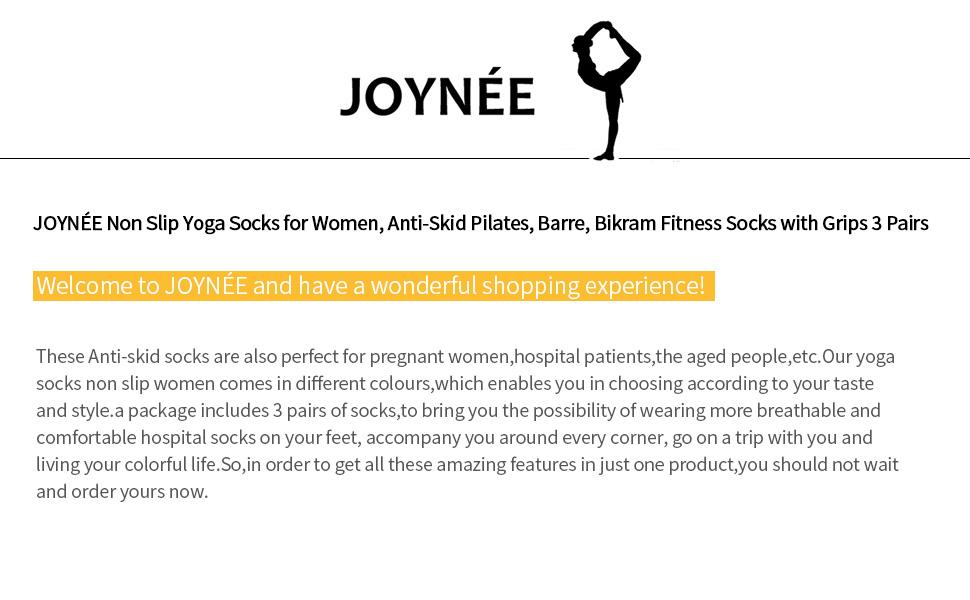 JOYNÉE 女士防滑瑜伽袜带抓地力,非常适合普拉提、杆、舞蹈、医院、健身 3 双装