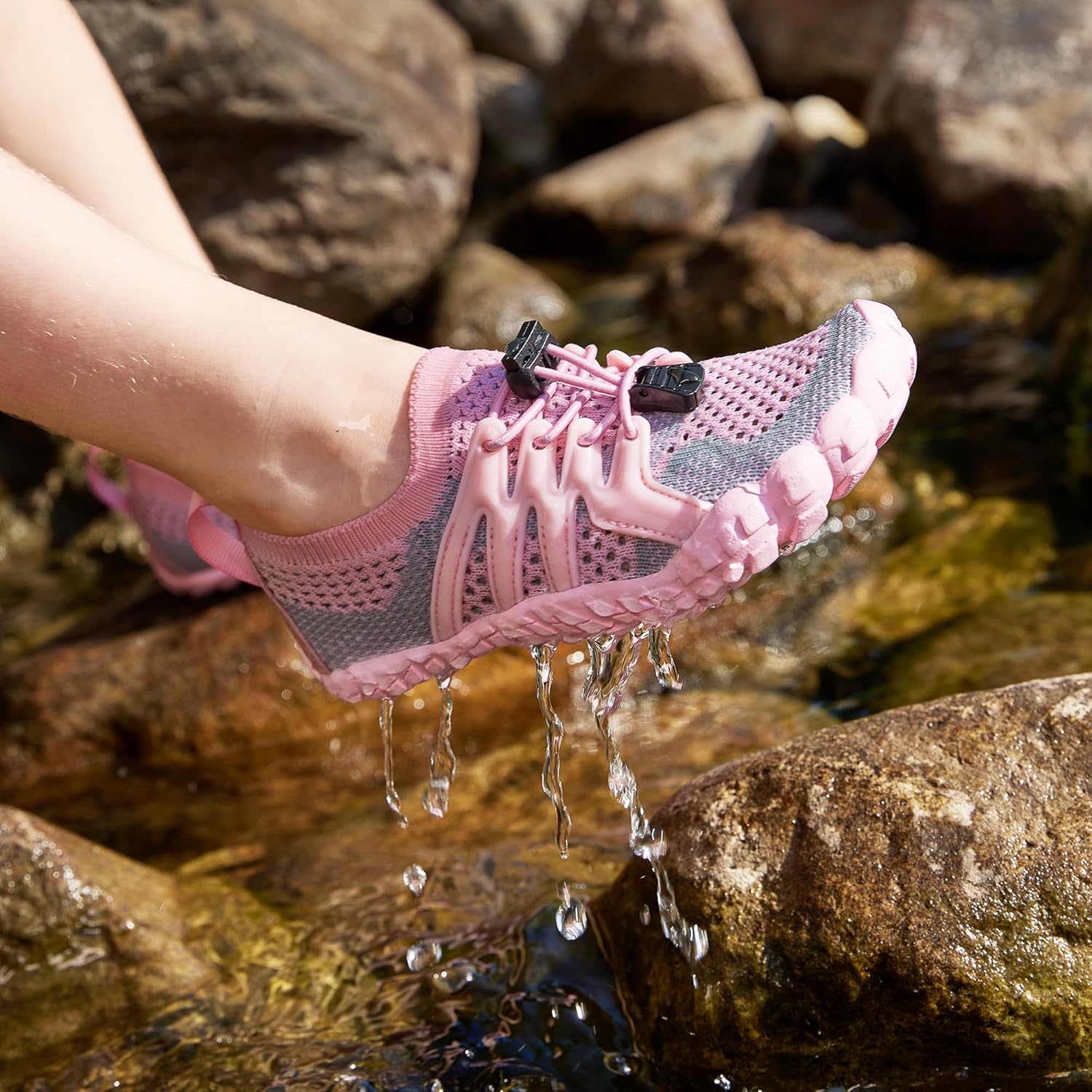 Stelle 赤脚鞋女士男士徒步水鞋带可调节鞋带成人速干沙滩游泳泳池越野跑步户外运动划船攀岩瑜伽
