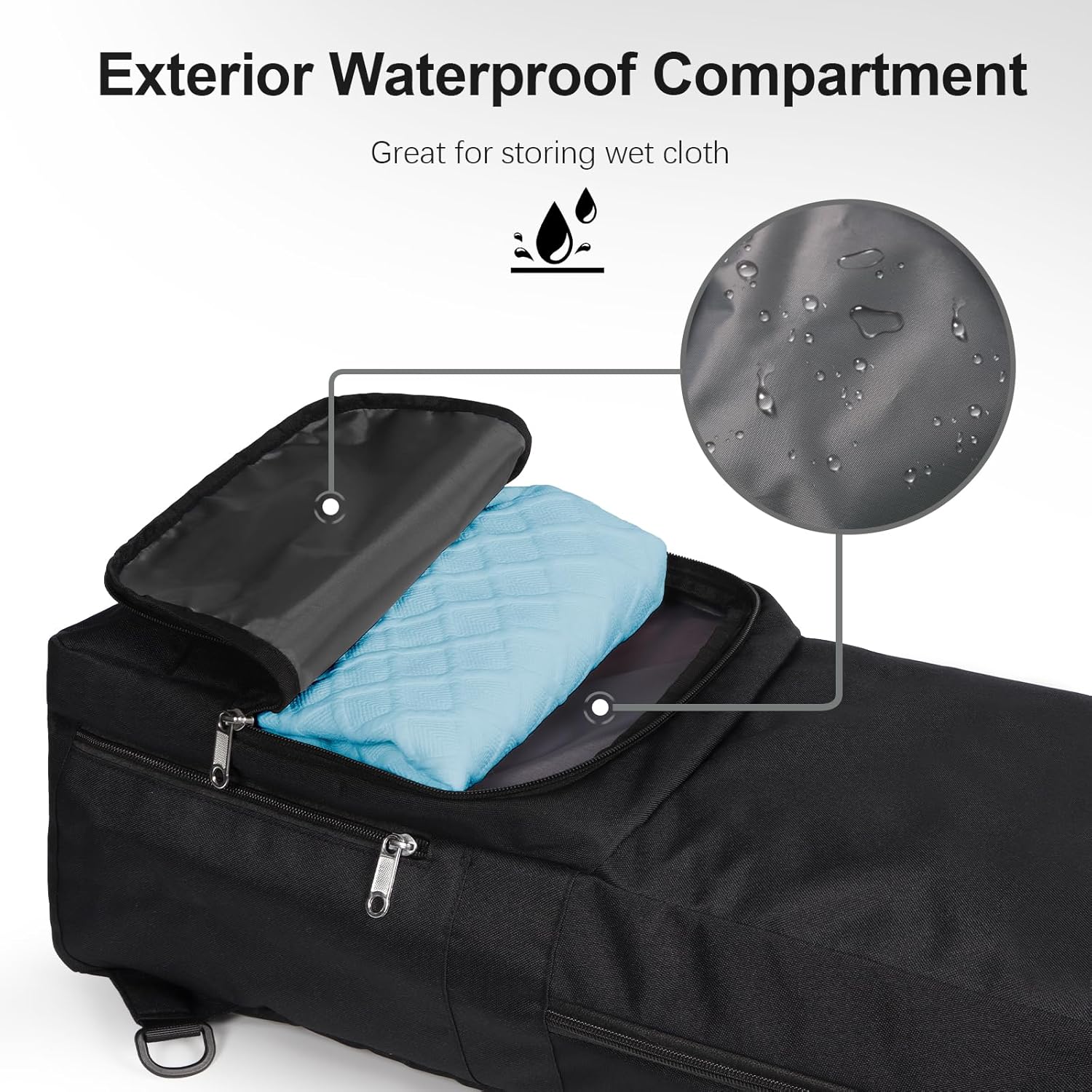 瑜伽垫包侧面网眼拉链口袋外部湿隔层轻质防水瑜伽垫包