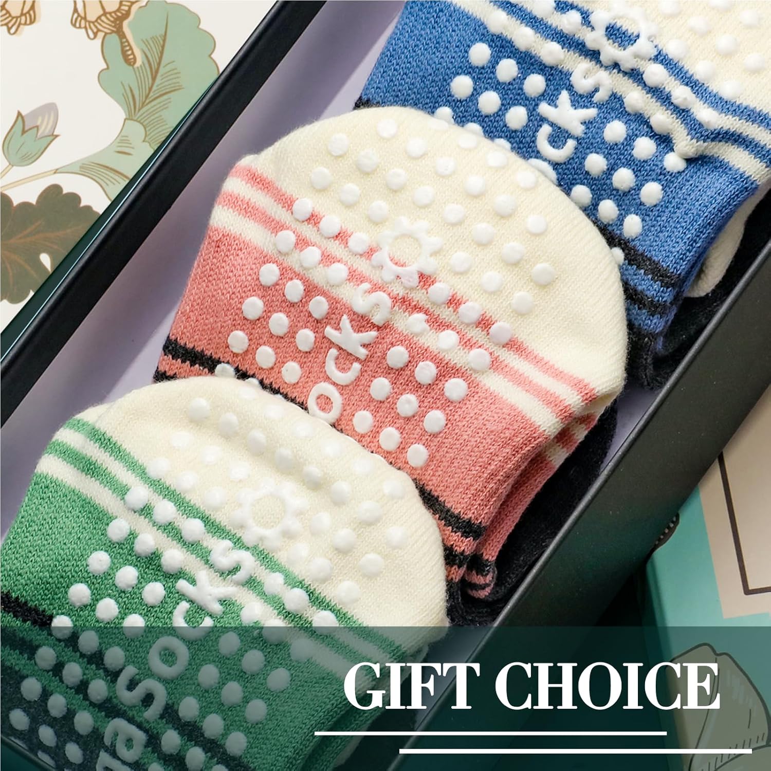 防滑普拉提瑜伽袜带抓地力女式 – 时尚水手袜,适合芭蕾舞和锻炼(尺码 5-9)