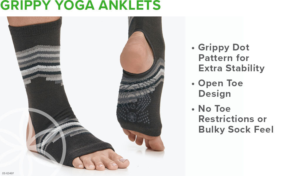 Gaiam 瑜伽袜脚链 - 抓地力强的暖腿脚踝袜适用于瑜伽、巴雷、普拉提、舞蹈、有氧运动