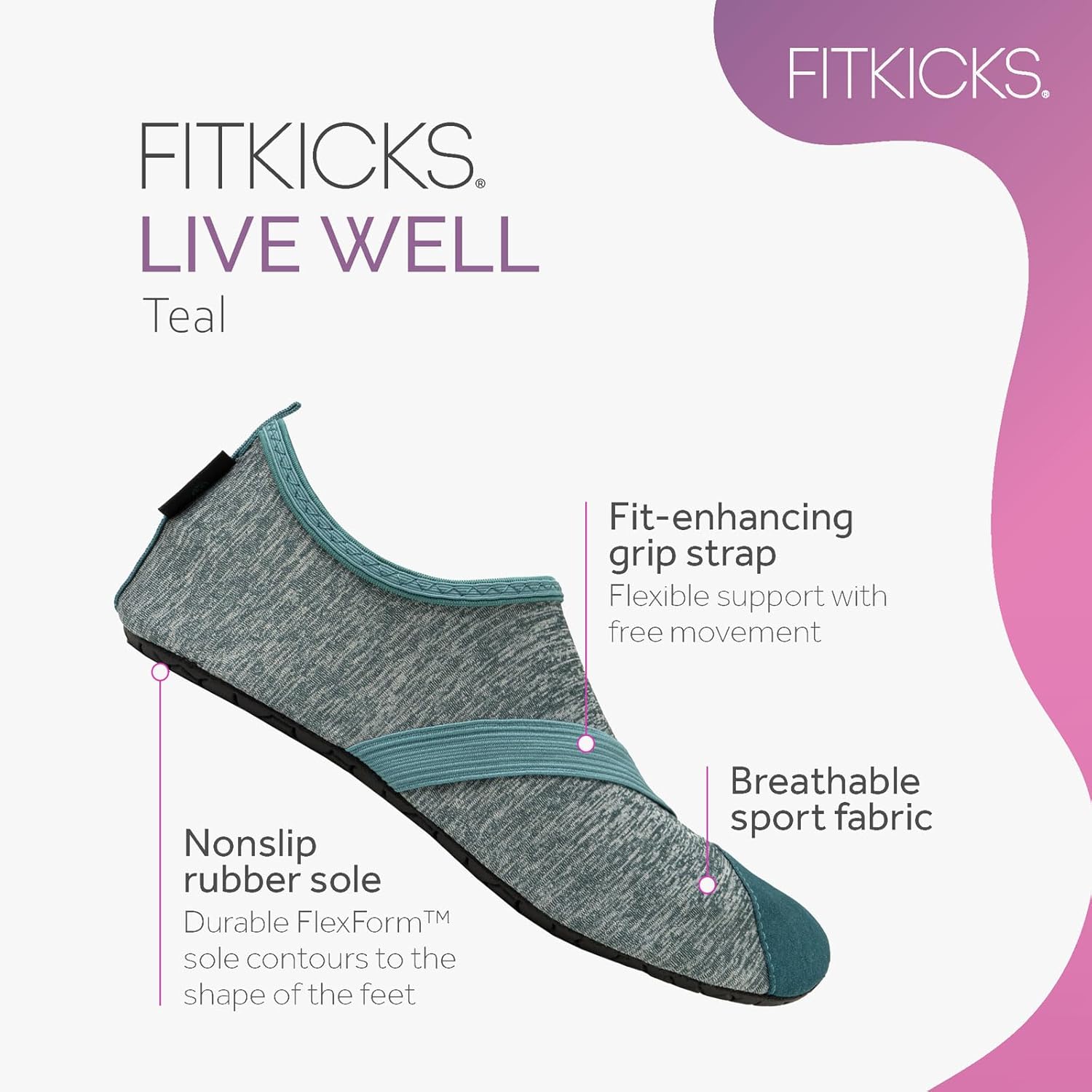FITKICKS Original 女式可折叠 Active Lifestyle 极简主义鞋 赤脚瑜伽运动水鞋