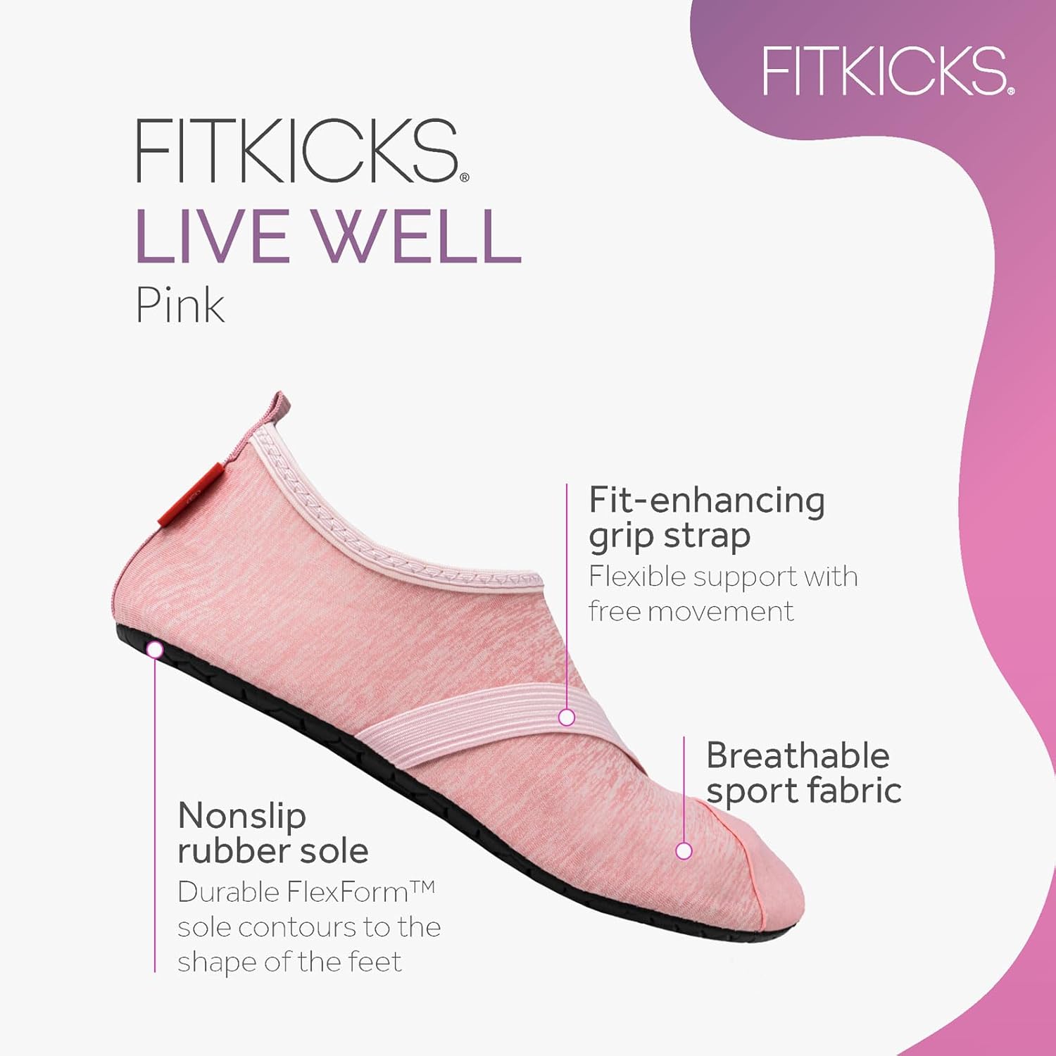 FITKICKS Original 女式可折叠 Active Lifestyle 极简主义鞋 赤脚瑜伽运动水鞋