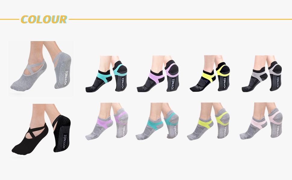 JOYNÉE 女士防滑瑜伽袜带抓地力,非常适合普拉提、杆、舞蹈、医院、健身 3 双装