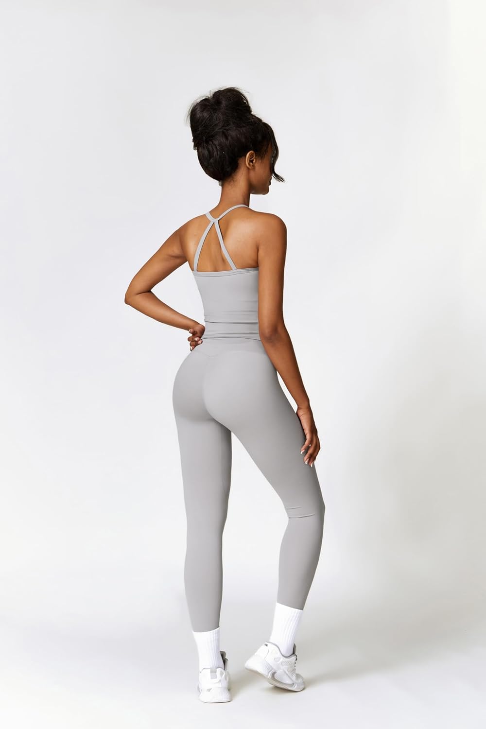 女式健身套装两件套交叉后背背心搭配高腰打底裤套装健身服锻炼服