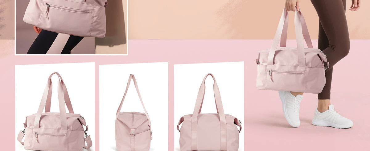 小号健身包,带瑜伽垫支架,湿口袋和一个独立袋,小号健身行李袋,带可拆卸斜挎肩带,粉色