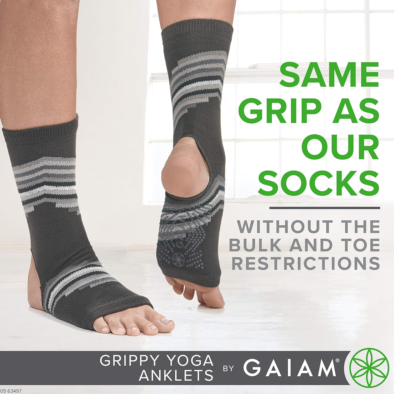 Gaiam 瑜伽袜脚链 - 抓地力强的暖腿脚踝袜适用于瑜伽、巴雷、普拉提、舞蹈、有氧运动