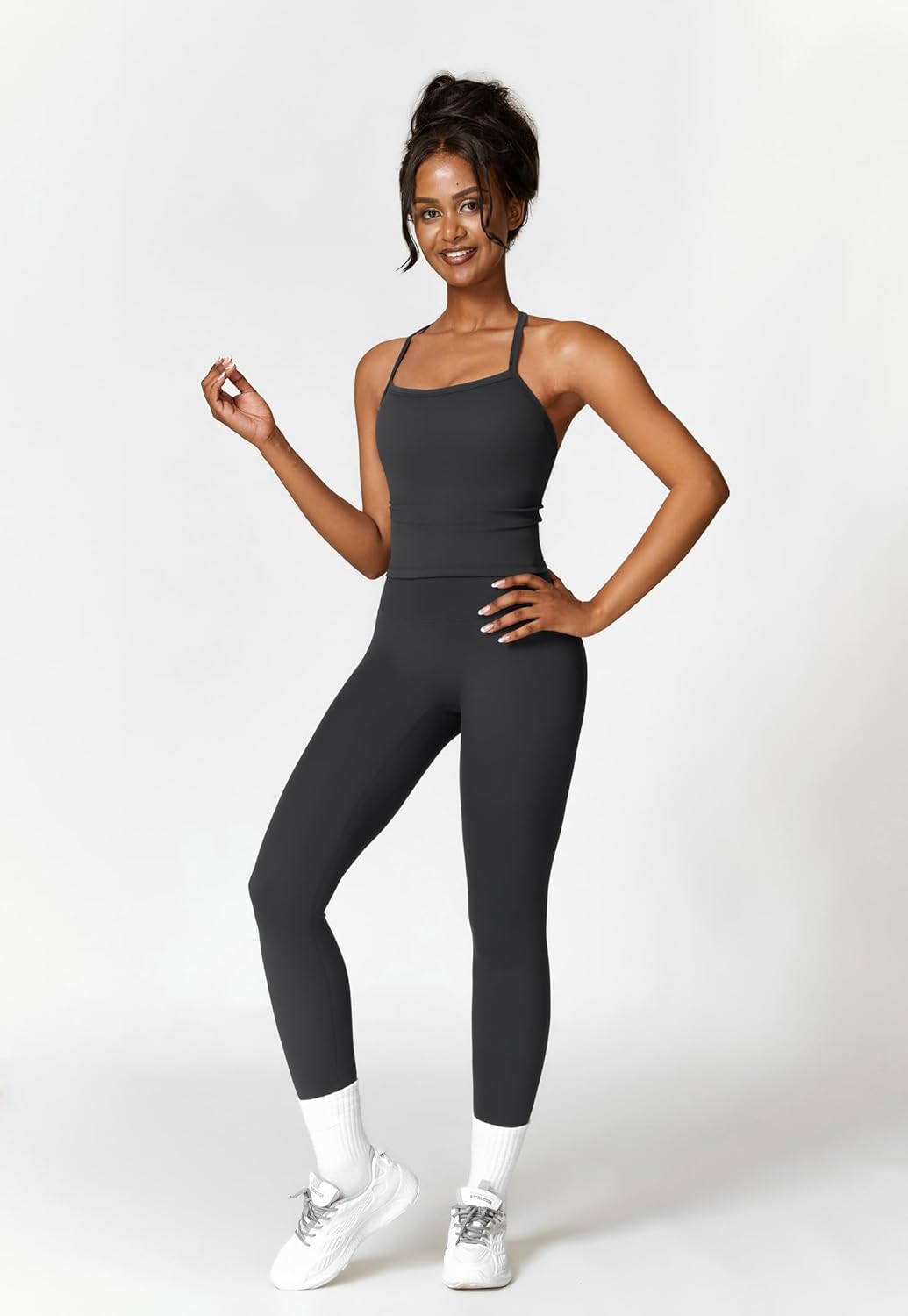 女式健身套装两件套交叉后背背心搭配高腰打底裤套装健身服锻炼服