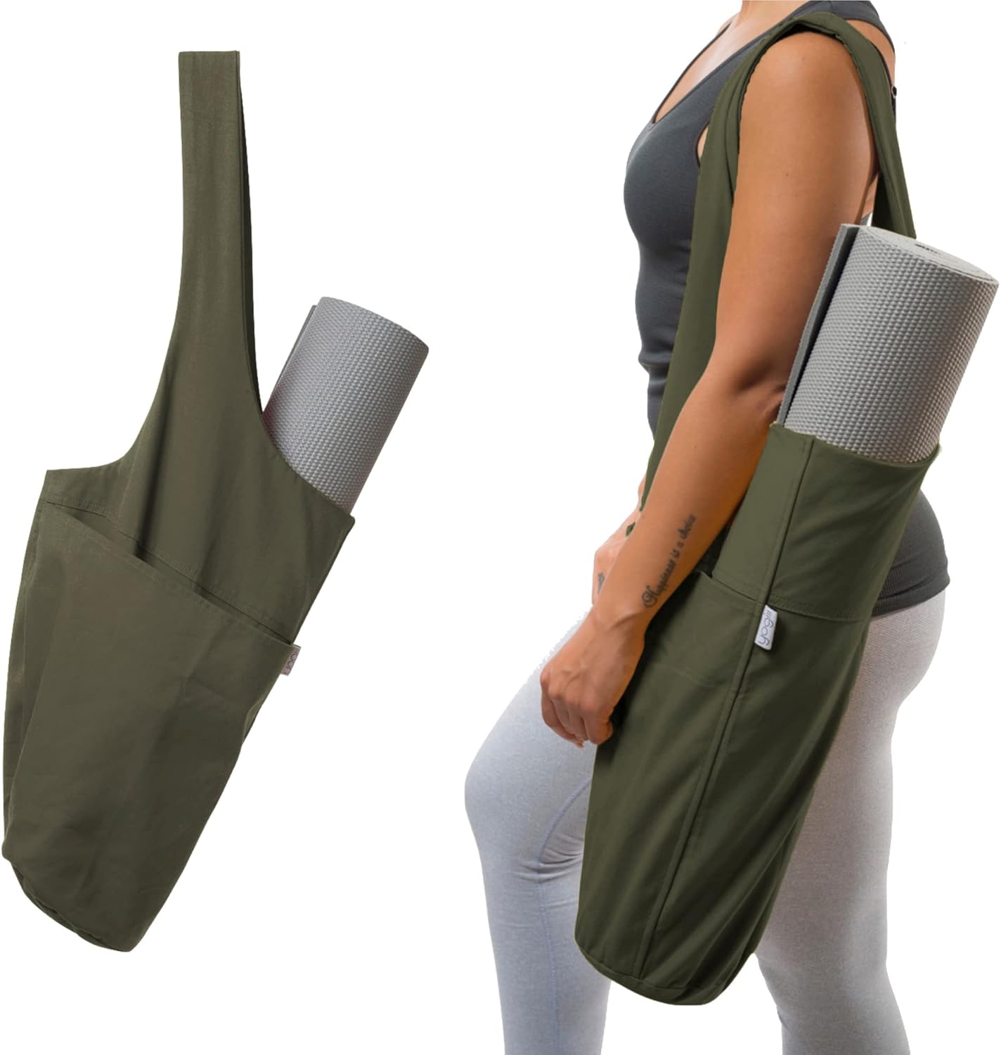 Yogiii 瑜伽垫包 | The Original YogiiiTote | 瑜伽垫托特包 带大侧袋和拉链口袋 | 适合大多数尺寸的垫子