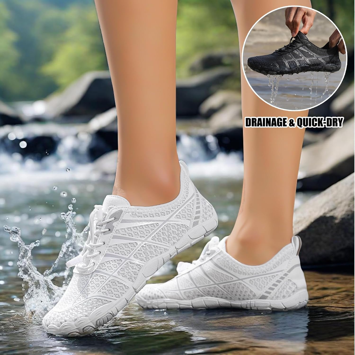 Hike Barefoot Shoes 女士男士,中性款赤脚水鞋透气防滑徒步鞋,适合徒步、散步、跑步、瑜伽和水上运动