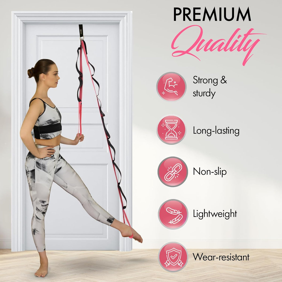 10-Loop Yoga Strap with Door Anchor – Stretch Strap for Flexibility, Deep Stretching, and Improved Balance – Perfect Yoga Accessory for All Fitness Levels