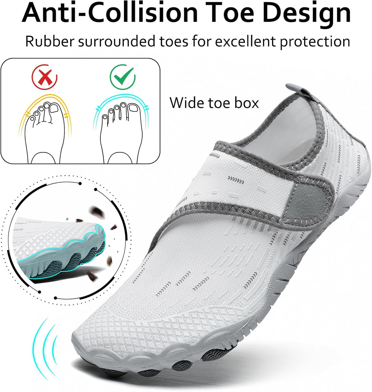 Water Shoes 男式女式速干赤脚游泳沙滩泳池鞋 水上瑜伽袜适合远足、散步、潜水、冲浪、户外水上运动