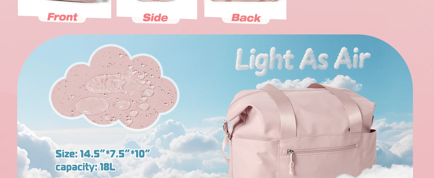 小号健身包,带瑜伽垫支架,湿口袋和一个独立袋,小号健身行李袋,带可拆卸斜挎肩带,粉色
