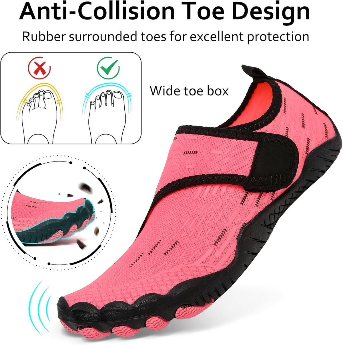 Water Shoes 男式女式速干赤脚游泳沙滩泳池鞋 水上瑜伽袜适合远足、散步、潜水、冲浪、户外水上运动