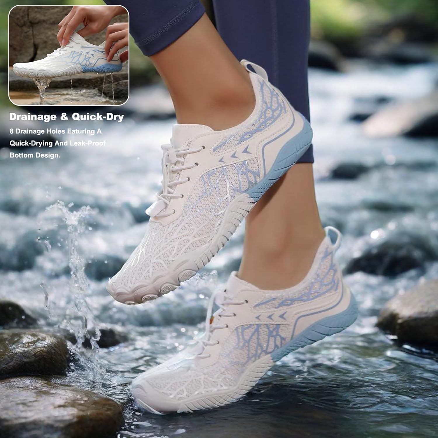 Hike Barefoot Shoes 女士男士,中性款赤脚水鞋透气防滑徒步鞋,适合徒步、散步、跑步、瑜伽和水上运动