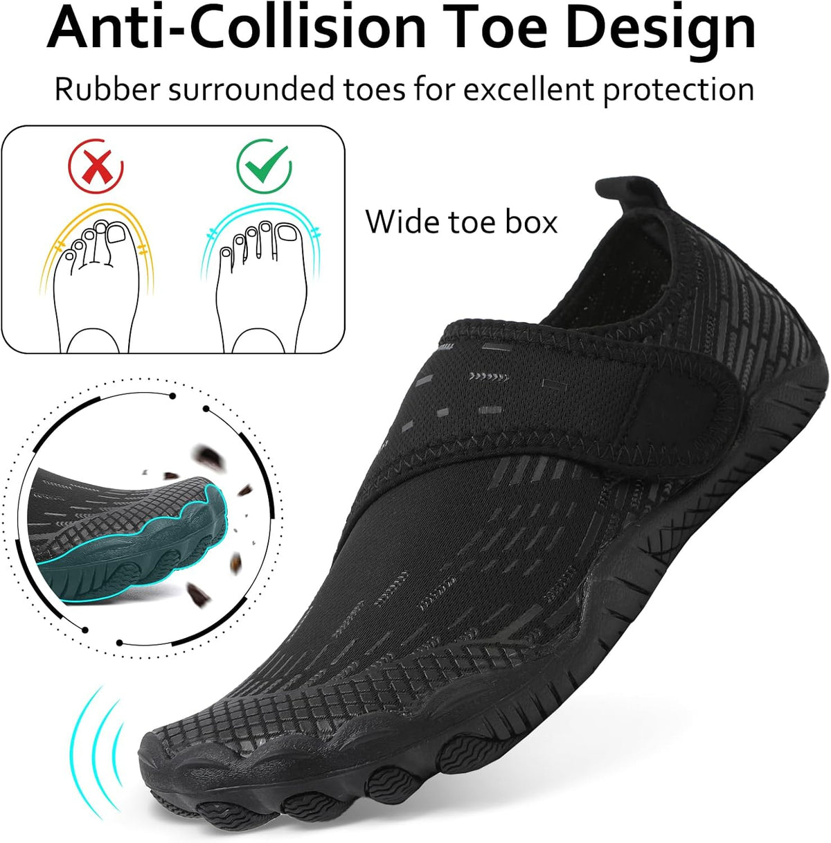 Water Shoes 男式女式速干赤脚游泳沙滩泳池鞋 水上瑜伽袜适合远足、散步、潜水、冲浪、户外水上运动