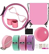 Pilates 女士必备套装 – 更好的瑜伽普拉提套装,适用于家庭锻炼,带普拉提环和球套装,提臀带,8 字形阻力带,瑜伽带可拉伸