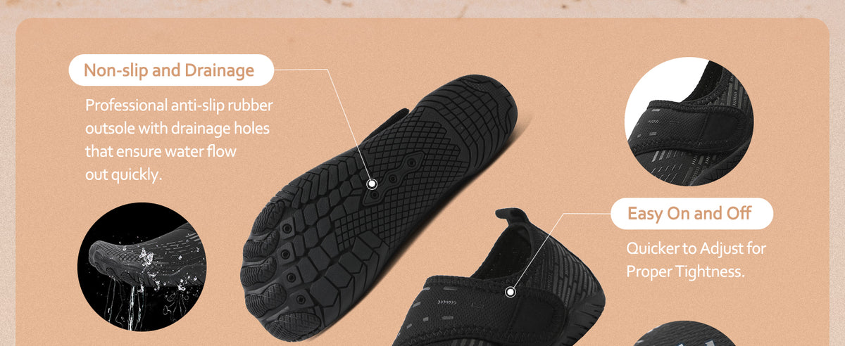 Water Shoes 男式女式速干赤脚游泳沙滩泳池鞋 水上瑜伽袜适合远足、散步、潜水、冲浪、户外水上运动