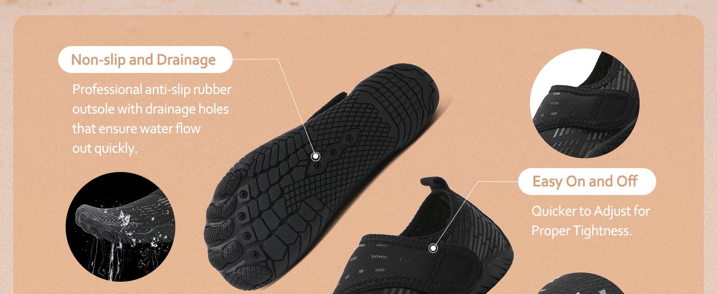 Water Shoes 男式女式速干赤脚游泳沙滩泳池鞋 水上瑜伽袜适合远足、散步、潜水、冲浪、户外水上运动