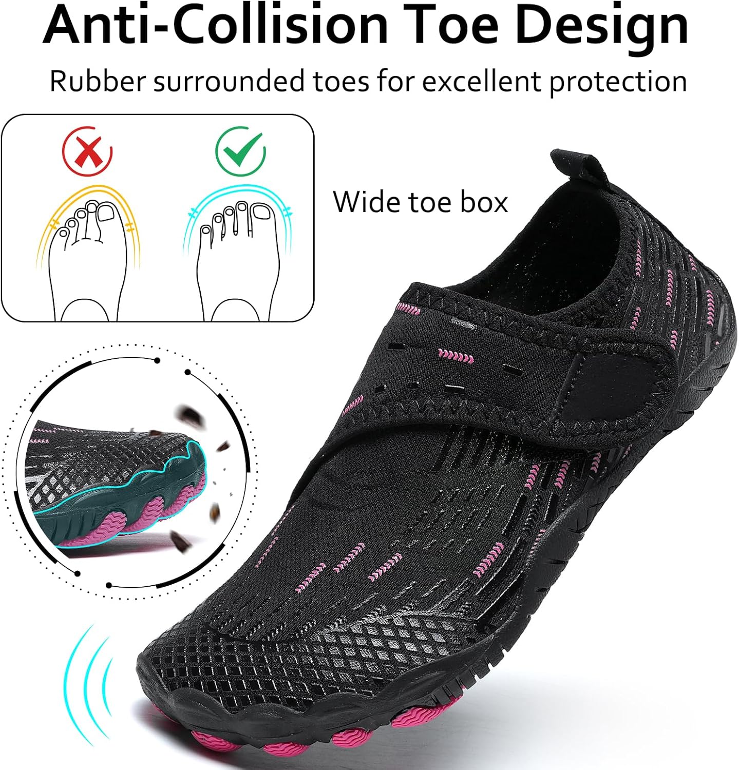 Water Shoes 男式女式速干赤脚游泳沙滩泳池鞋 水上瑜伽袜适合远足、散步、潜水、冲浪、户外水上运动