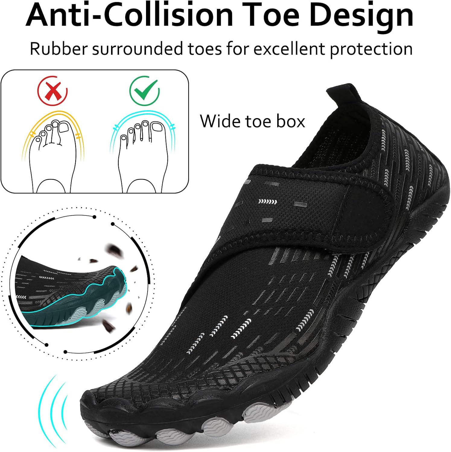 Water Shoes 男式女式速干赤脚游泳沙滩泳池鞋 水上瑜伽袜适合远足、散步、潜水、冲浪、户外水上运动