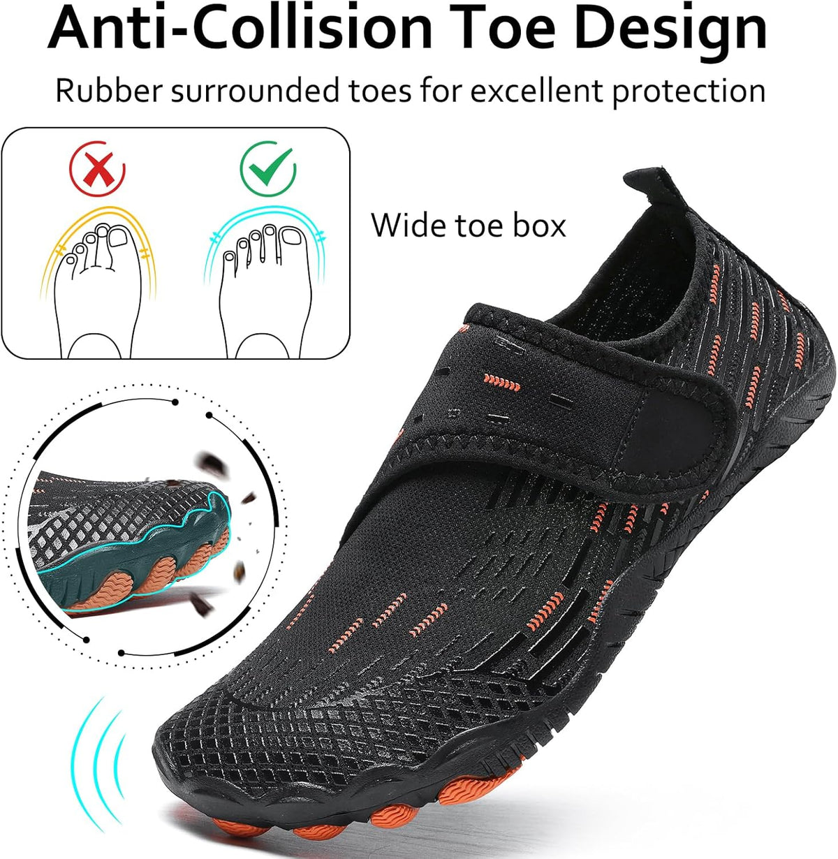 Water Shoes 男式女式速干赤脚游泳沙滩泳池鞋 水上瑜伽袜适合远足、散步、潜水、冲浪、户外水上运动