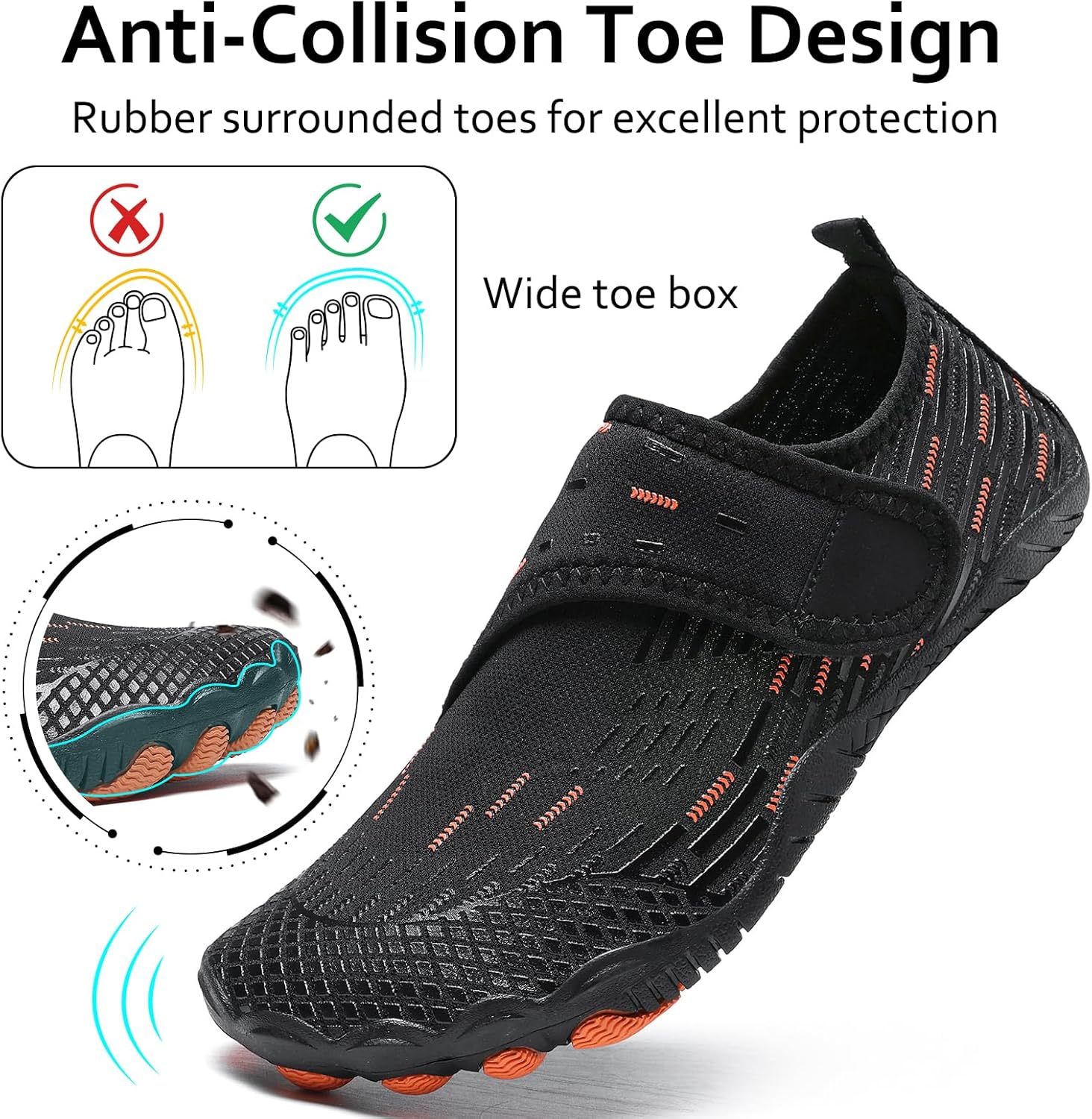 Water Shoes 男式女式速干赤脚游泳沙滩泳池鞋 水上瑜伽袜适合远足、散步、潜水、冲浪、户外水上运动