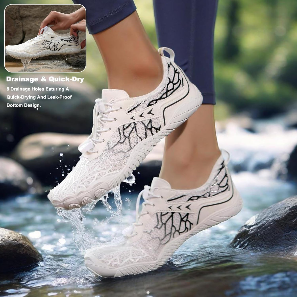 Hike Barefoot Shoes 女士男士,中性款赤脚水鞋透气防滑徒步鞋,适合徒步、散步、跑步、瑜伽和水上运动