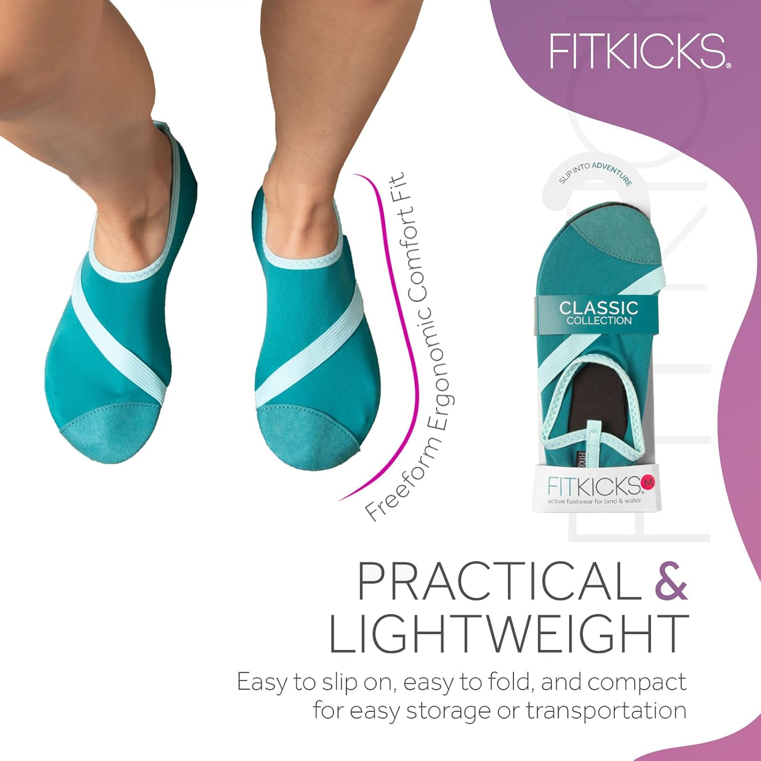 FITKICKS Original 女式可折叠 Active Lifestyle 极简主义鞋 赤脚瑜伽运动水鞋