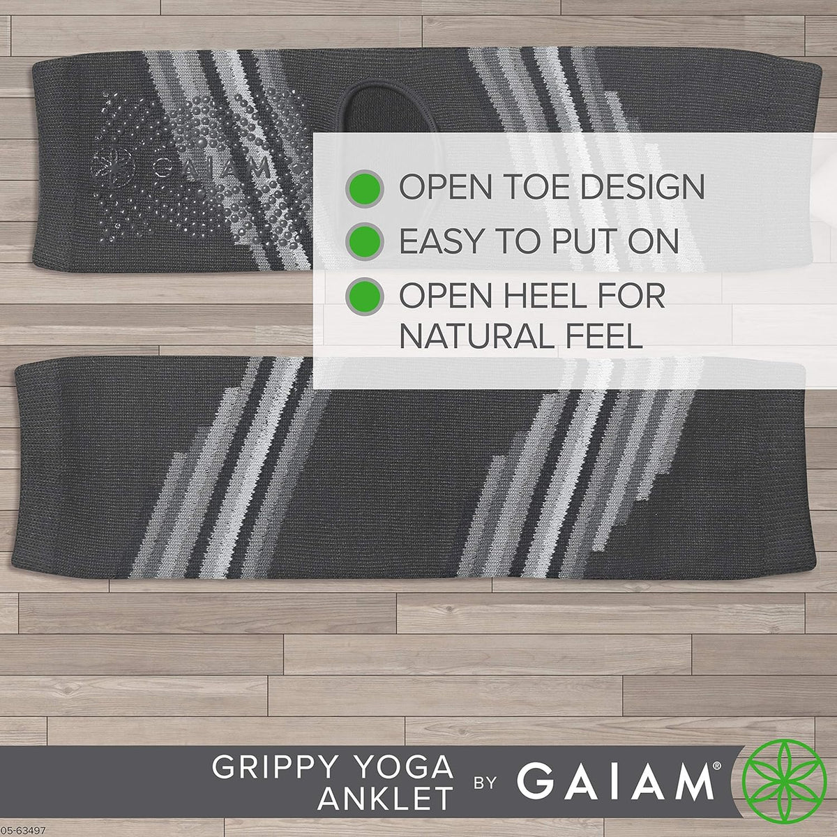 Gaiam 瑜伽袜脚链 - 抓地力强的暖腿脚踝袜适用于瑜伽、巴雷、普拉提、舞蹈、有氧运动