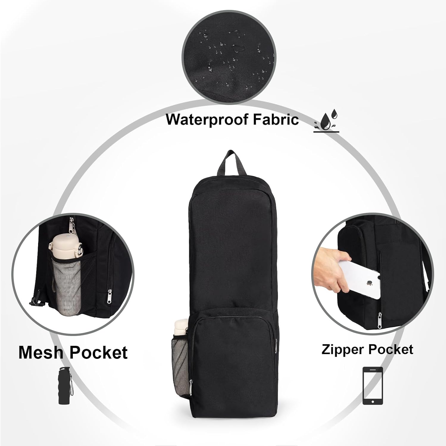 瑜伽垫包侧面网眼拉链口袋外部湿隔层轻质防水瑜伽垫包