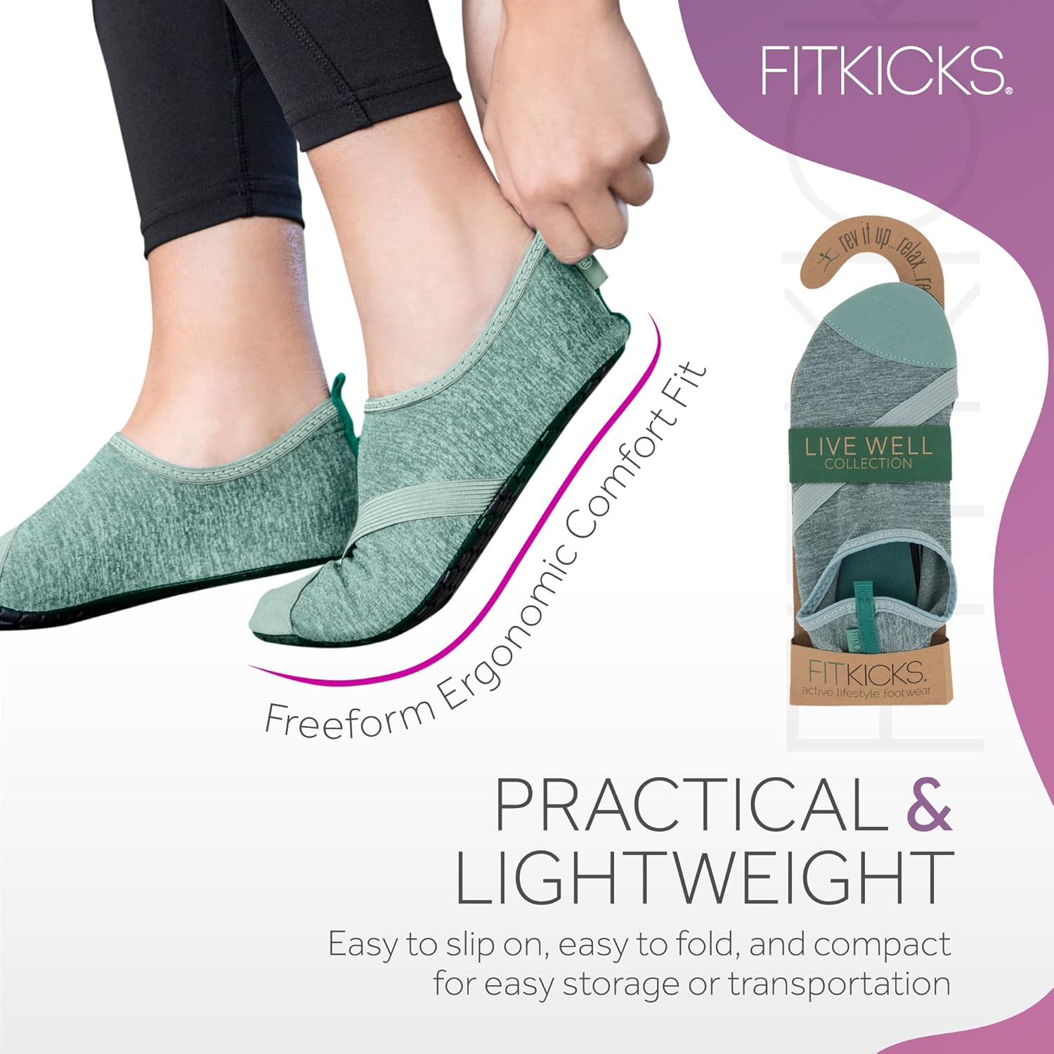 FITKICKS Original 女式可折叠 Active Lifestyle 极简主义鞋 赤脚瑜伽运动水鞋