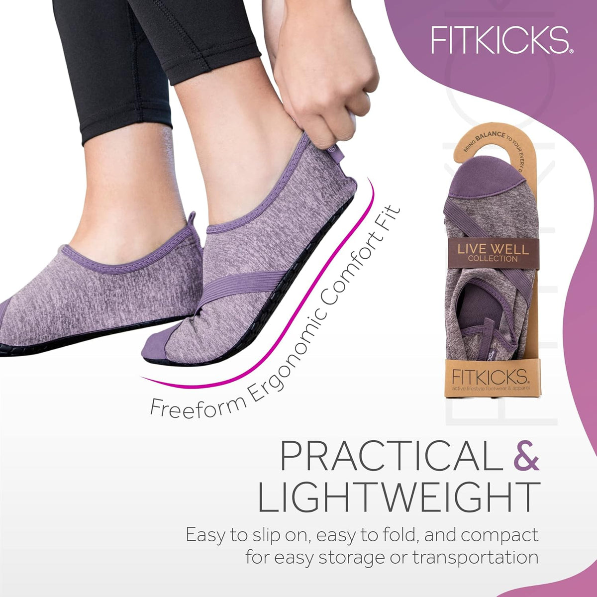 FITKICKS Original 女式可折叠 Active Lifestyle 极简主义鞋 赤脚瑜伽运动水鞋