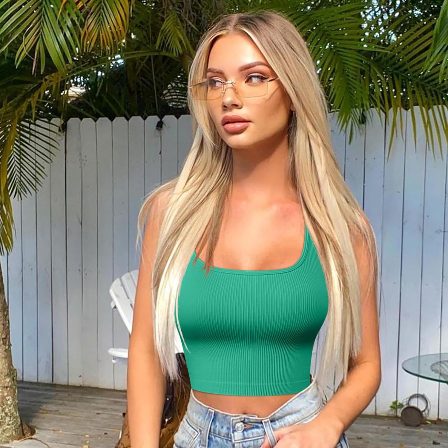 4 件套运动套装女式罗纹打底裤服装瑜伽套装运动装搭配健身普拉提服装