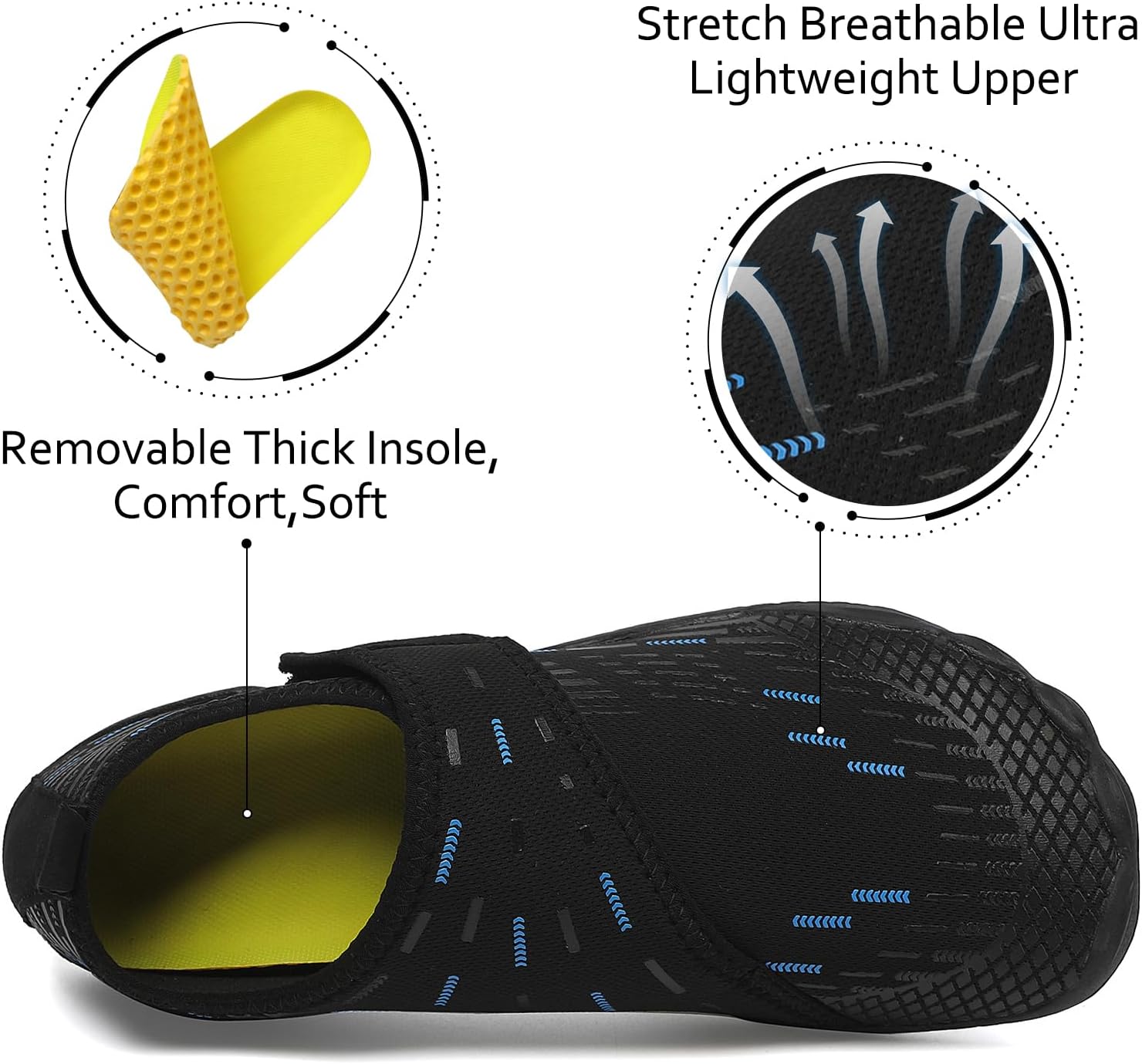 Water Shoes 男式女式速干赤脚游泳沙滩泳池鞋 水上瑜伽袜适合远足、散步、潜水、冲浪、户外水上运动