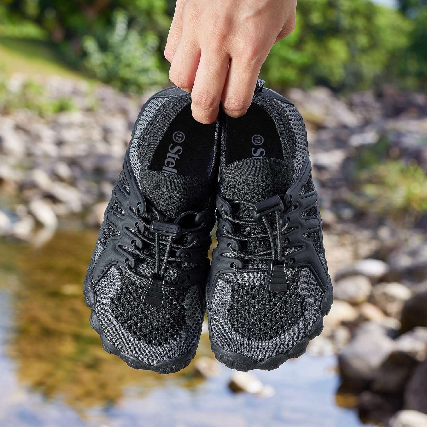 Stelle 赤脚鞋女士男士徒步水鞋带可调节鞋带成人速干沙滩游泳泳池越野跑步户外运动划船攀岩瑜伽