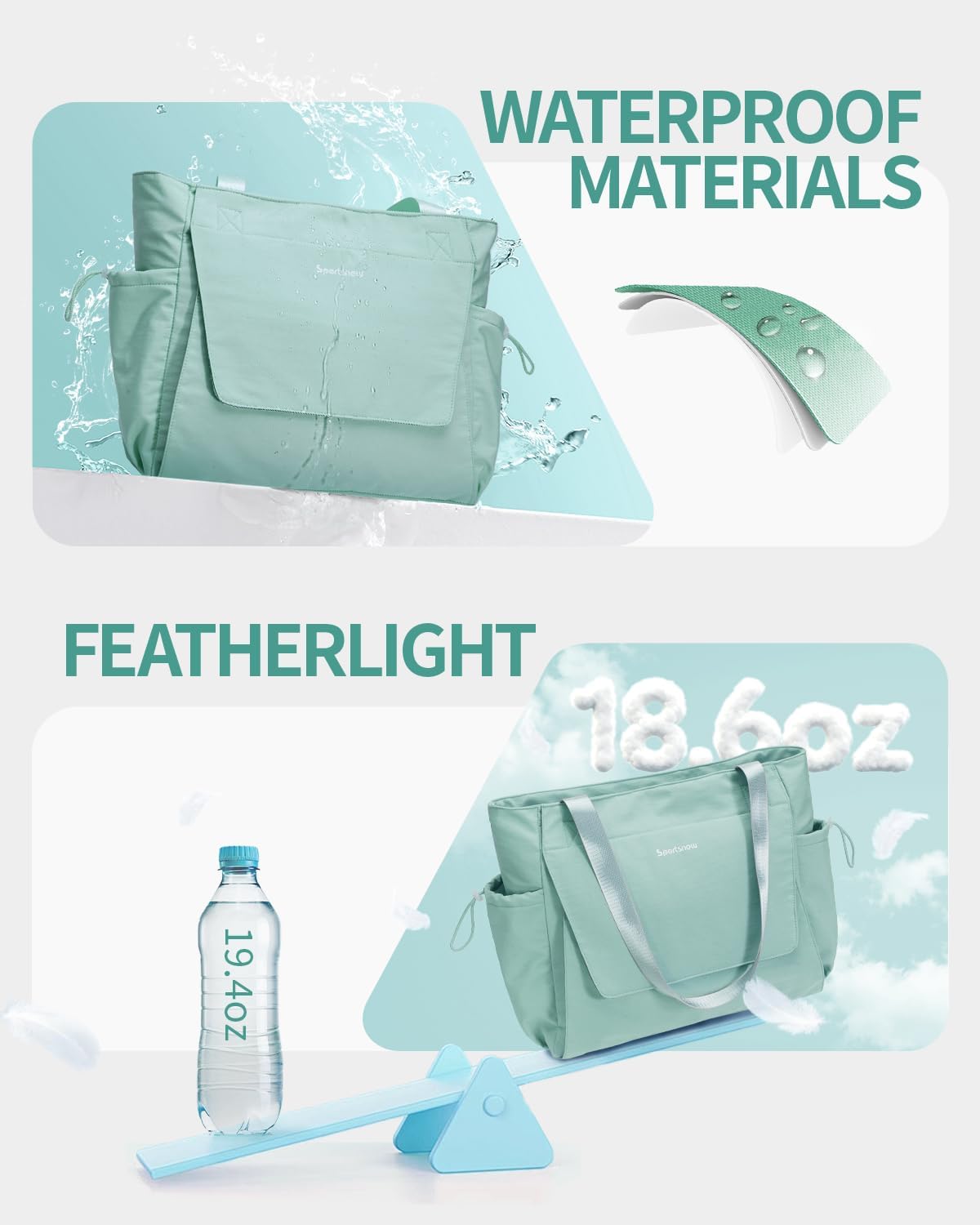 sportsnew 瑜伽垫包手提包瑜伽健身包男女防水湿口袋和钩环,快速取用存储瑜伽垫包