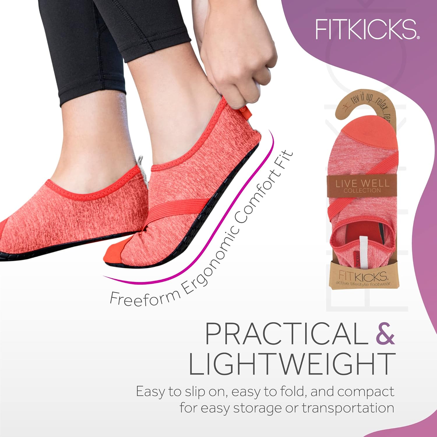 FITKICKS Original 女式可折叠 Active Lifestyle 极简主义鞋 赤脚瑜伽运动水鞋