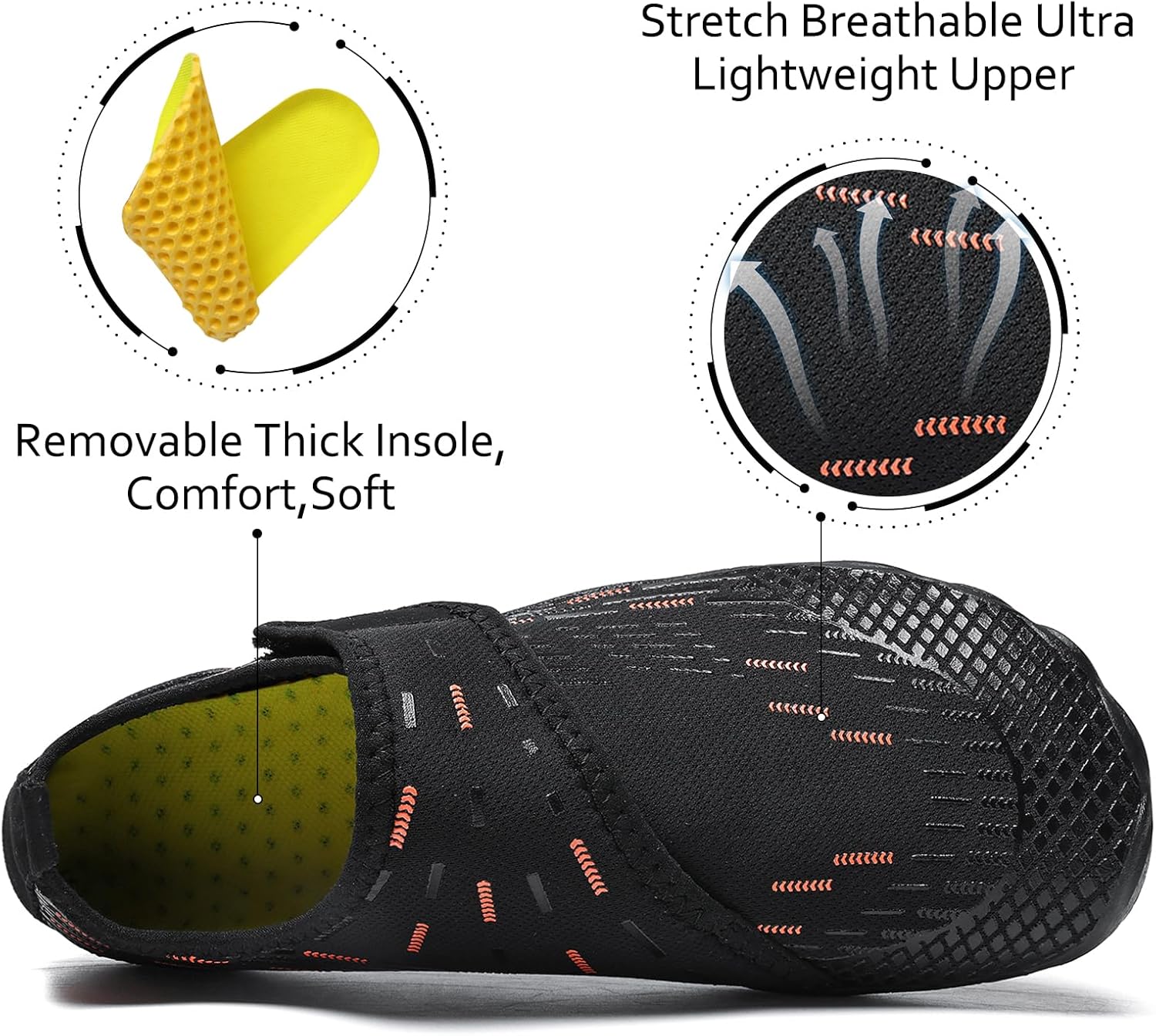 Water Shoes 男式女式速干赤脚游泳沙滩泳池鞋 水上瑜伽袜适合远足、散步、潜水、冲浪、户外水上运动