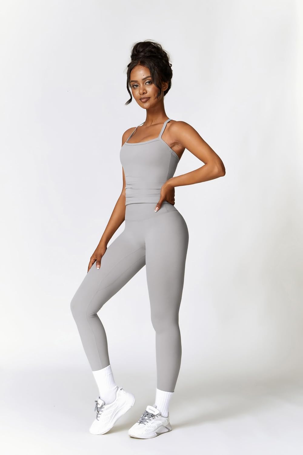 女式健身套装两件套交叉后背背心搭配高腰打底裤套装健身服锻炼服