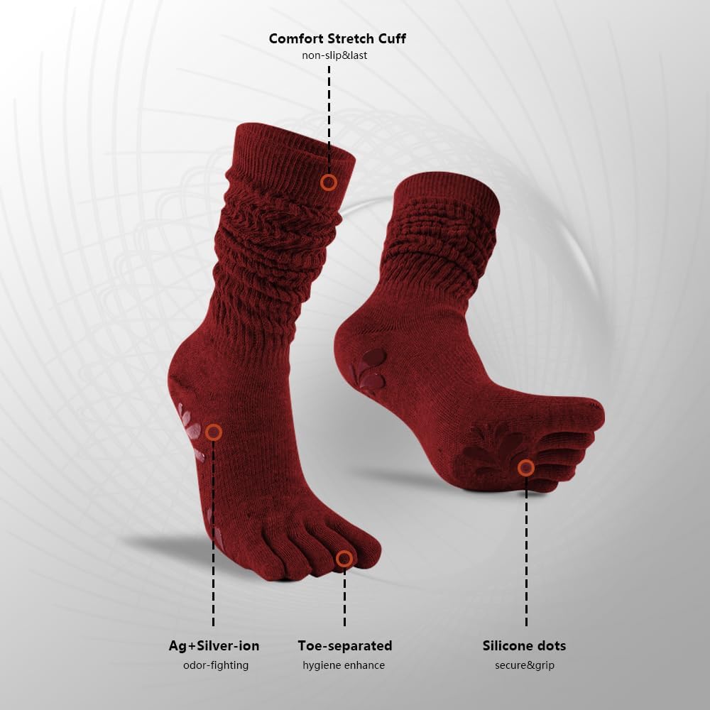 防滑普拉提瑜伽袜带抓地力女式 – 时尚水手袜,适合芭蕾舞和锻炼(尺码 5-9)