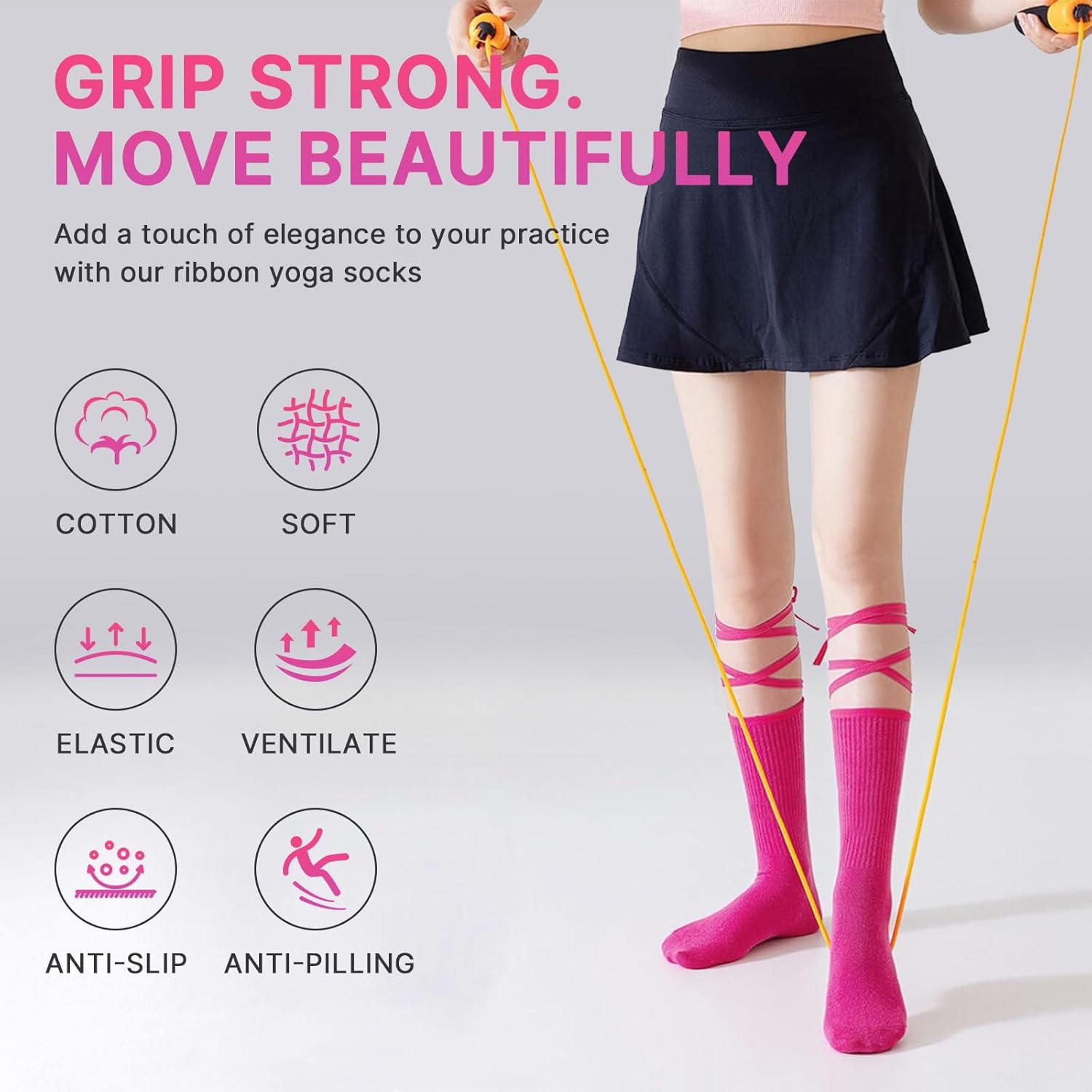 防滑普拉提瑜伽袜带抓地力女式 – 时尚水手袜,适合芭蕾舞和锻炼(尺码 5-9)