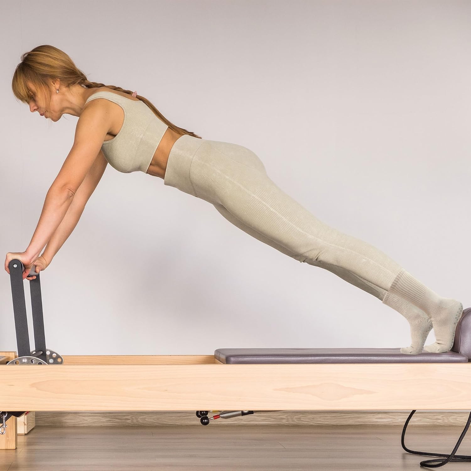 Toes Home 女式普拉提袜带防滑抓手,瑜伽船员袜适用于巴雷医院粘性拖鞋袜 4 双装