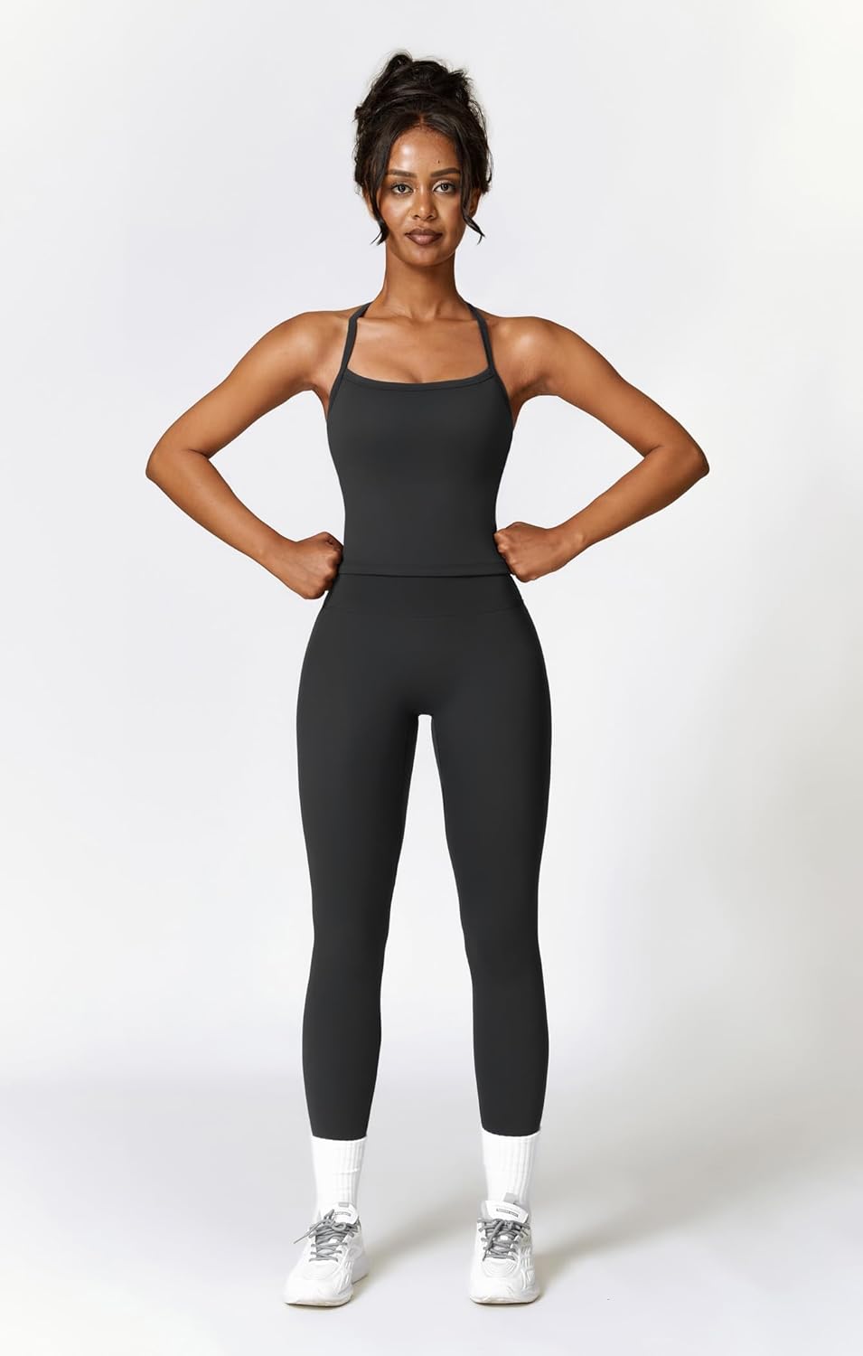 女式健身套装两件套交叉后背背心搭配高腰打底裤套装健身服锻炼服