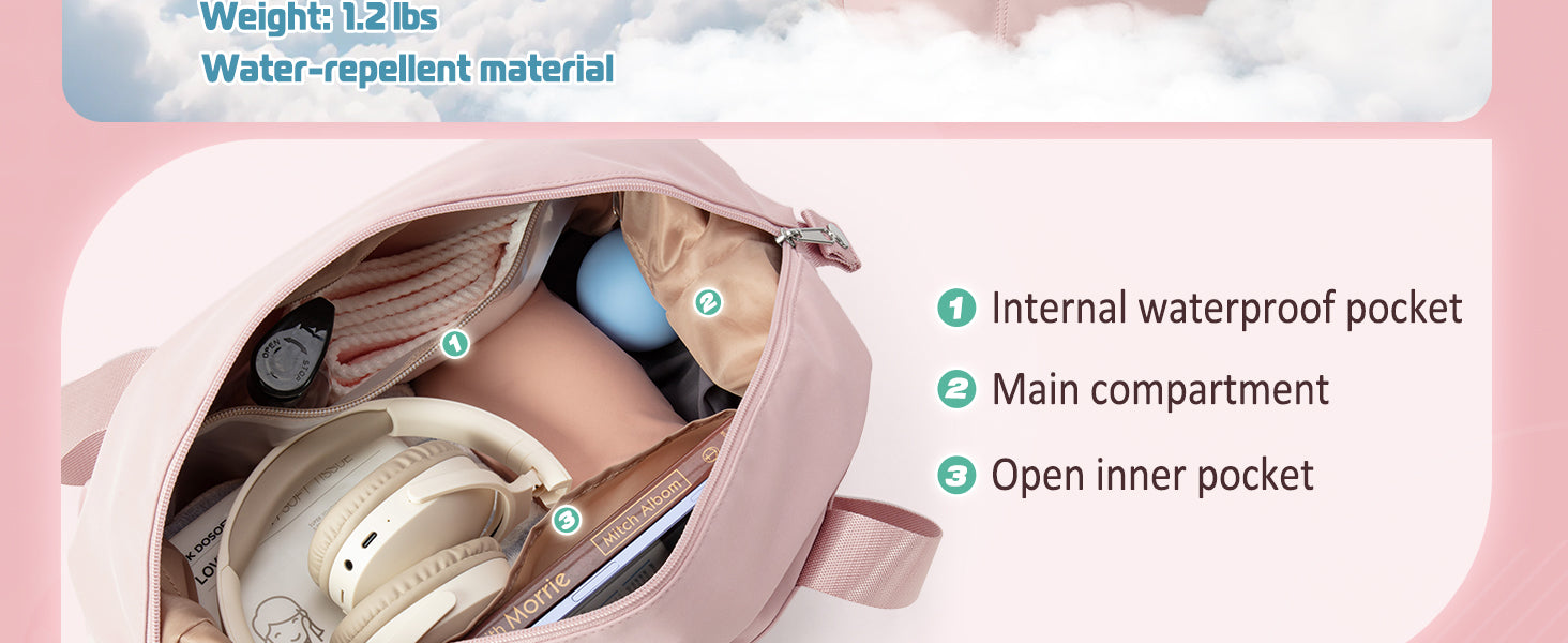 小号健身包,带瑜伽垫支架,湿口袋和一个独立袋,小号健身行李袋,带可拆卸斜挎肩带,粉色