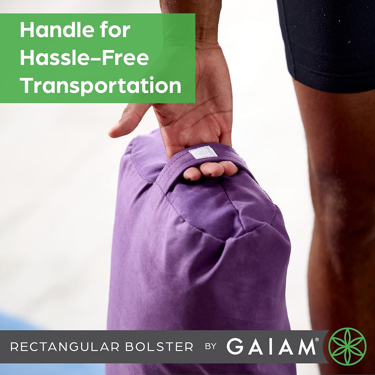 Gaiam 圆形瑜伽枕 柔软冥想靠垫 适用于瑜伽、按摩和背部支撑 透气棉填充 拉链超细纤维套 易携带手柄 可机洗