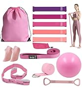 Pilates 女士必备套装 – 更好的瑜伽普拉提套装,适用于家庭锻炼,带普拉提环和球套装,提臀带,8 字形阻力带,瑜伽带可拉伸