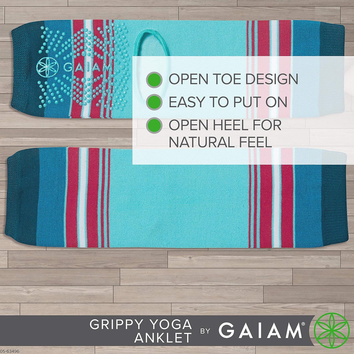 Gaiam 瑜伽袜脚链 - 抓地力强的暖腿脚踝袜适用于瑜伽、巴雷、普拉提、舞蹈、有氧运动